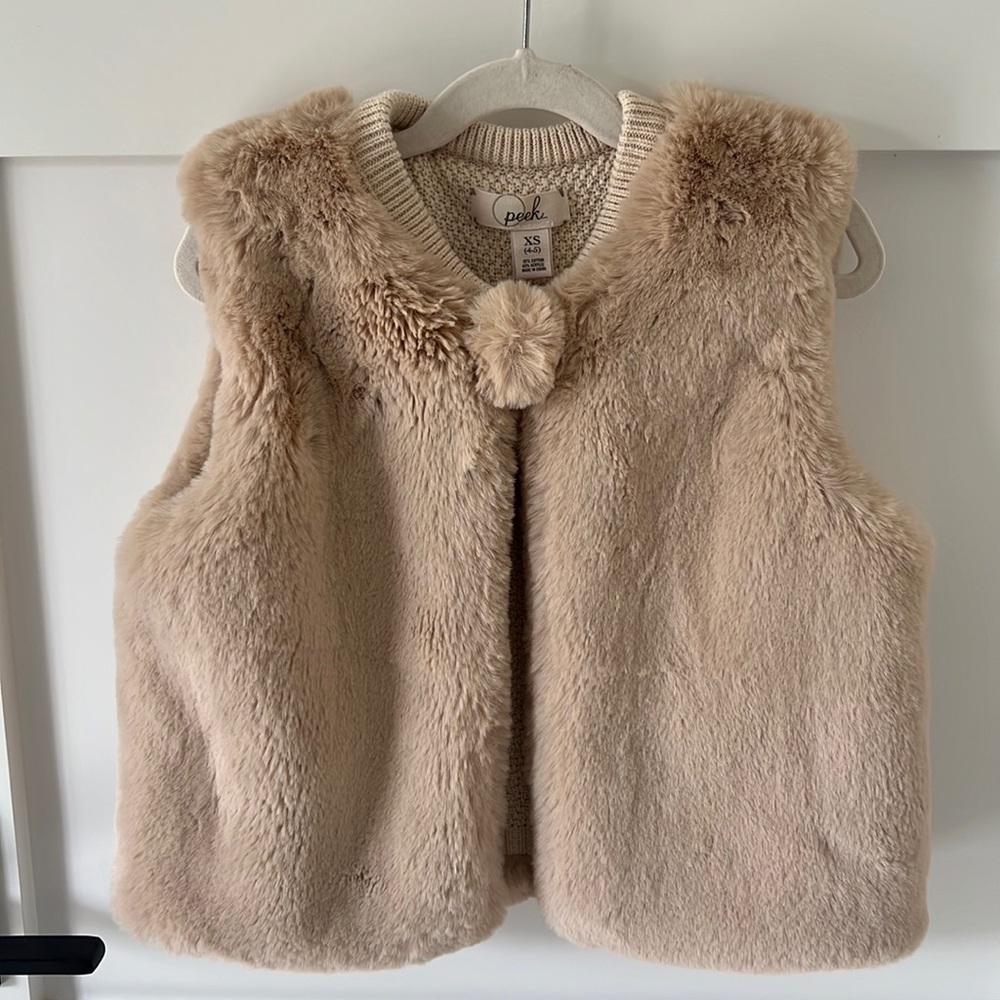 Peek Plush & Reversible Vest - Girls Size XS 4-5